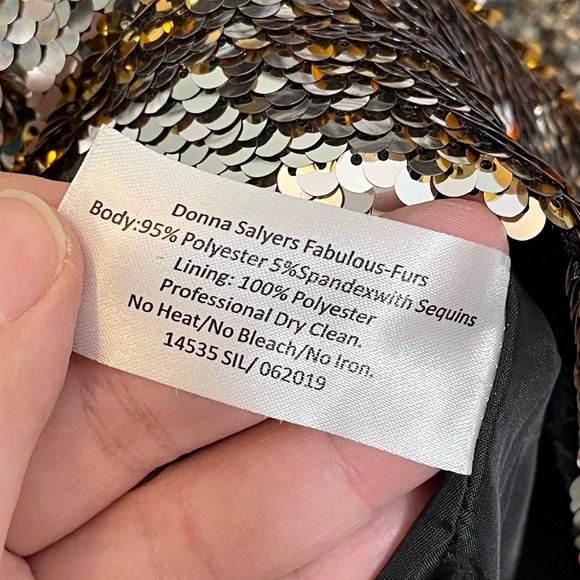 DONNA SALYERS Fabulous Furs Party Jacket Womens Plus 3X Zip Gold Sequins Silver - Picture 10 of 10